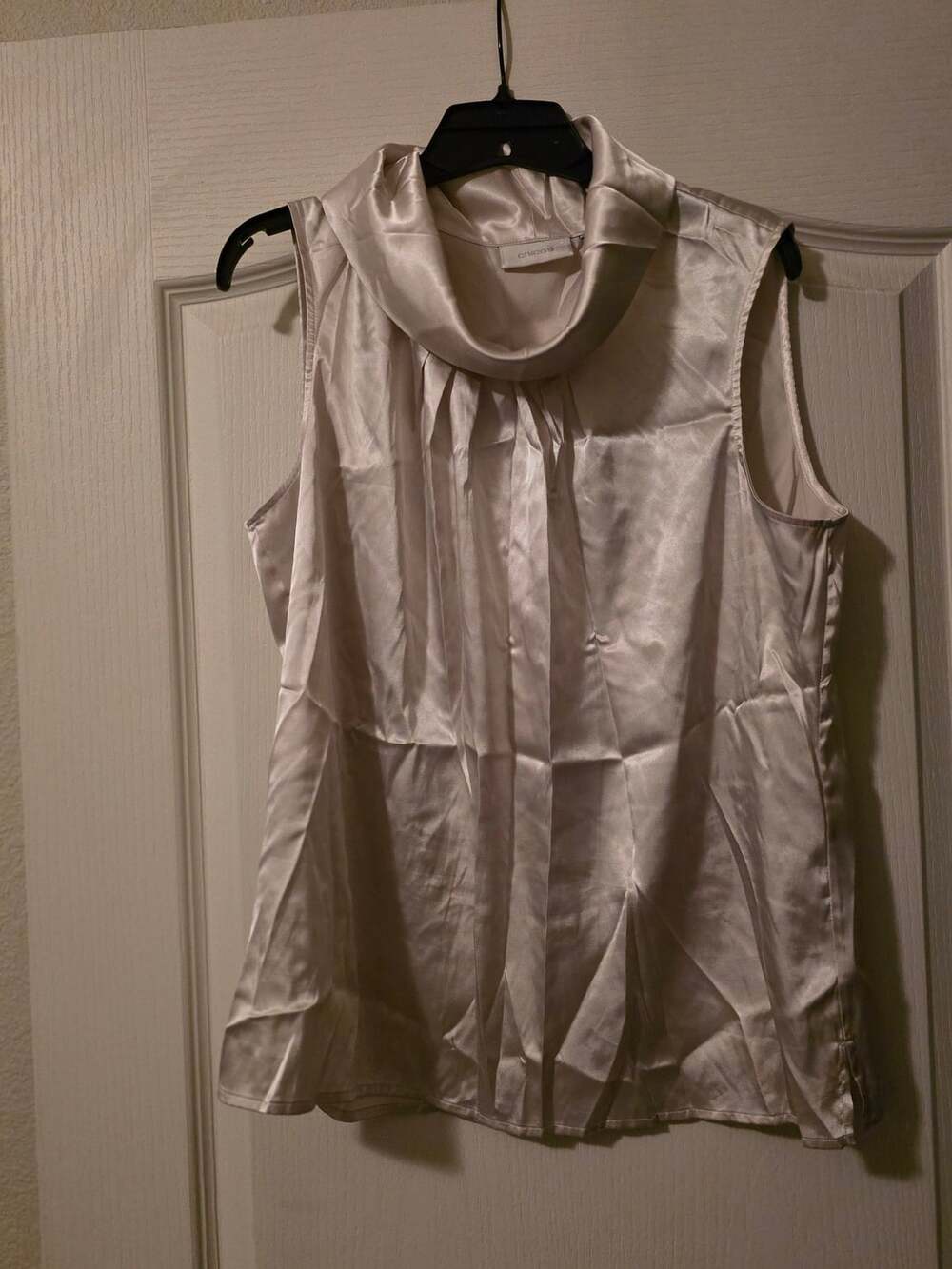 Chico's Sleeveless Satin Cowl Neck Pleated Blouse Size 2